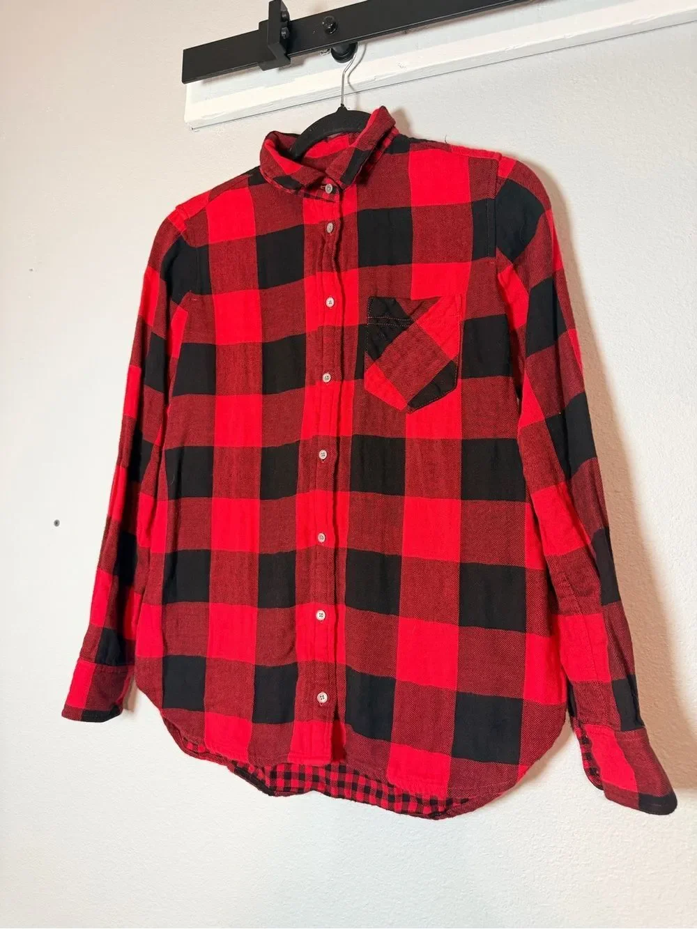 J.Crew Womens Classic Fit Boy Flannel Shirt Button Up Buffalo Check Size 4
